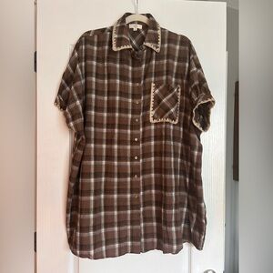 Entro Brown and Cream Plaid Men's Shirt